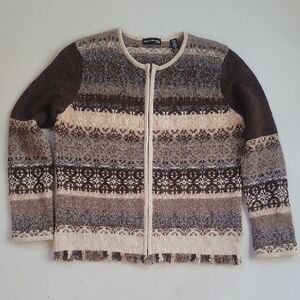 Valerie Stevens Brown and Cream Patterned Sweater